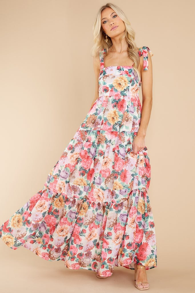 Queen Of Roses Pink Floral Print Maxi Dress | Red Dress 