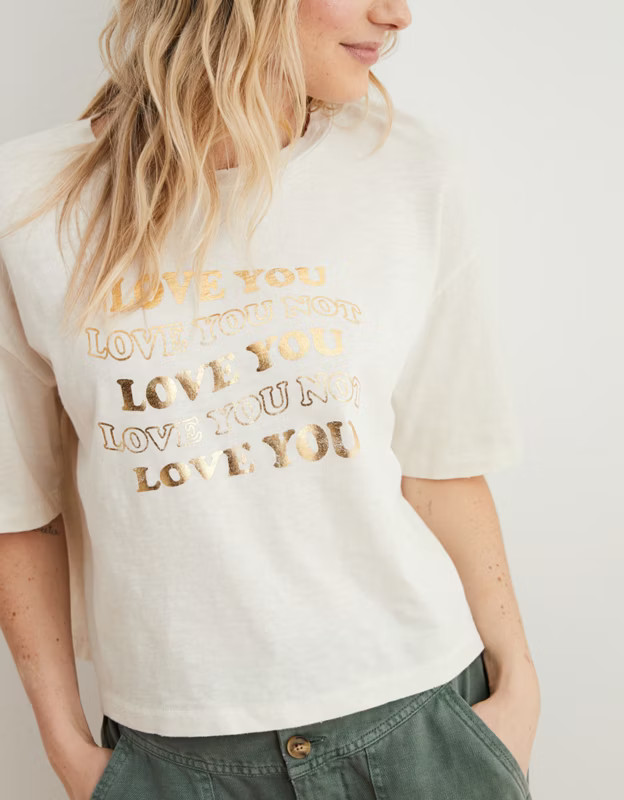 Aerie Boyfriend Cropped Oversized T-Shirt | American Eagle Outfitters (US & CA)