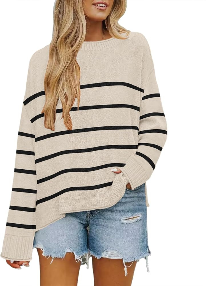Women's Casual Long Sleeve Crew Neck Loose Knit Pullover Sweater Jumper Top | Amazon (US)