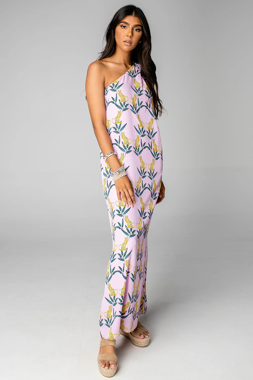 Goddess One Shoulder Maxi Dress - Jungle Cat | BuddyLove