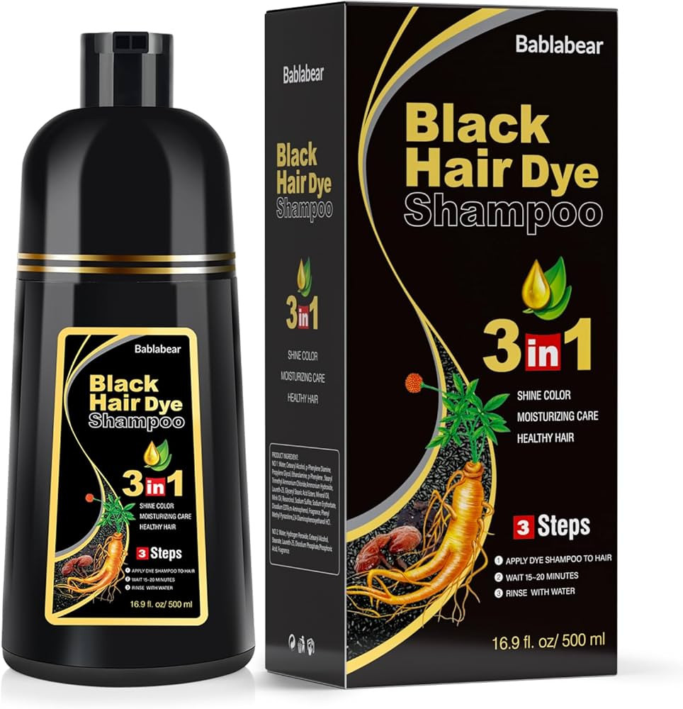 Black Hair Dye Shampoo for Gray Hair, Semi-Permanent Hair Color Shampoo for Women and Men, Herbal... | Amazon (US)