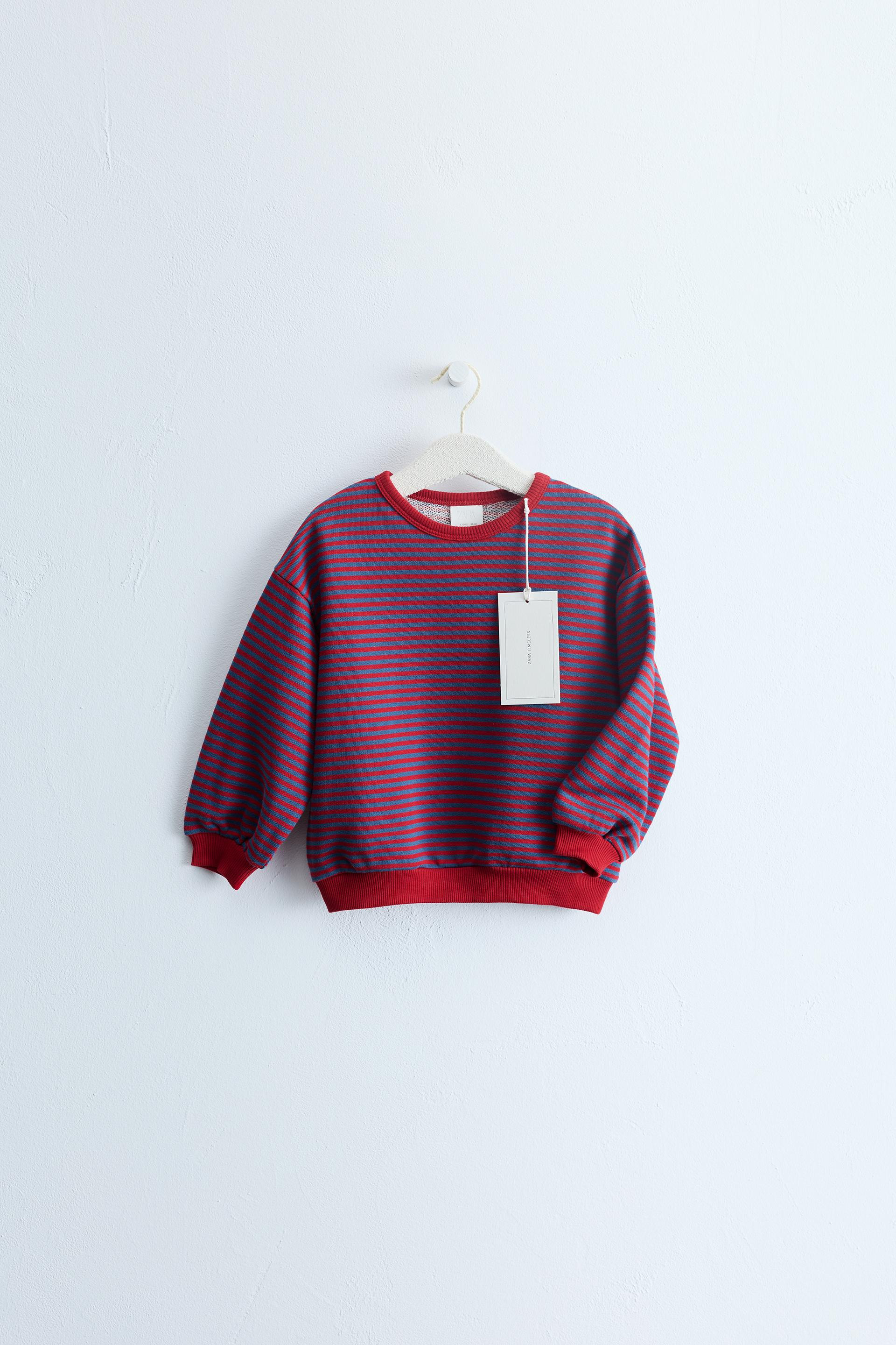 Zara - Zara Timeless - Striped Print Sweatshirt - Blue - 3 Years (38,6 Inches) - Kids | Zara US