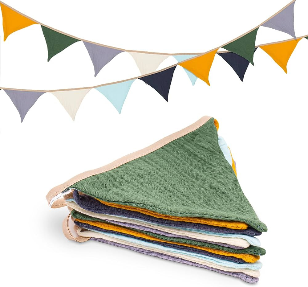 Pennant Banner Flags, 9Ft Green Nursery Garland, 12Pcs Boho Nursery Banner Decoration, Double-sid... | Amazon (US)