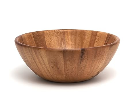 Lipper International Acacia Round Flair Serving Bowl for Fruits or Salads, Large, 12" Diameter x ... | Amazon (US)