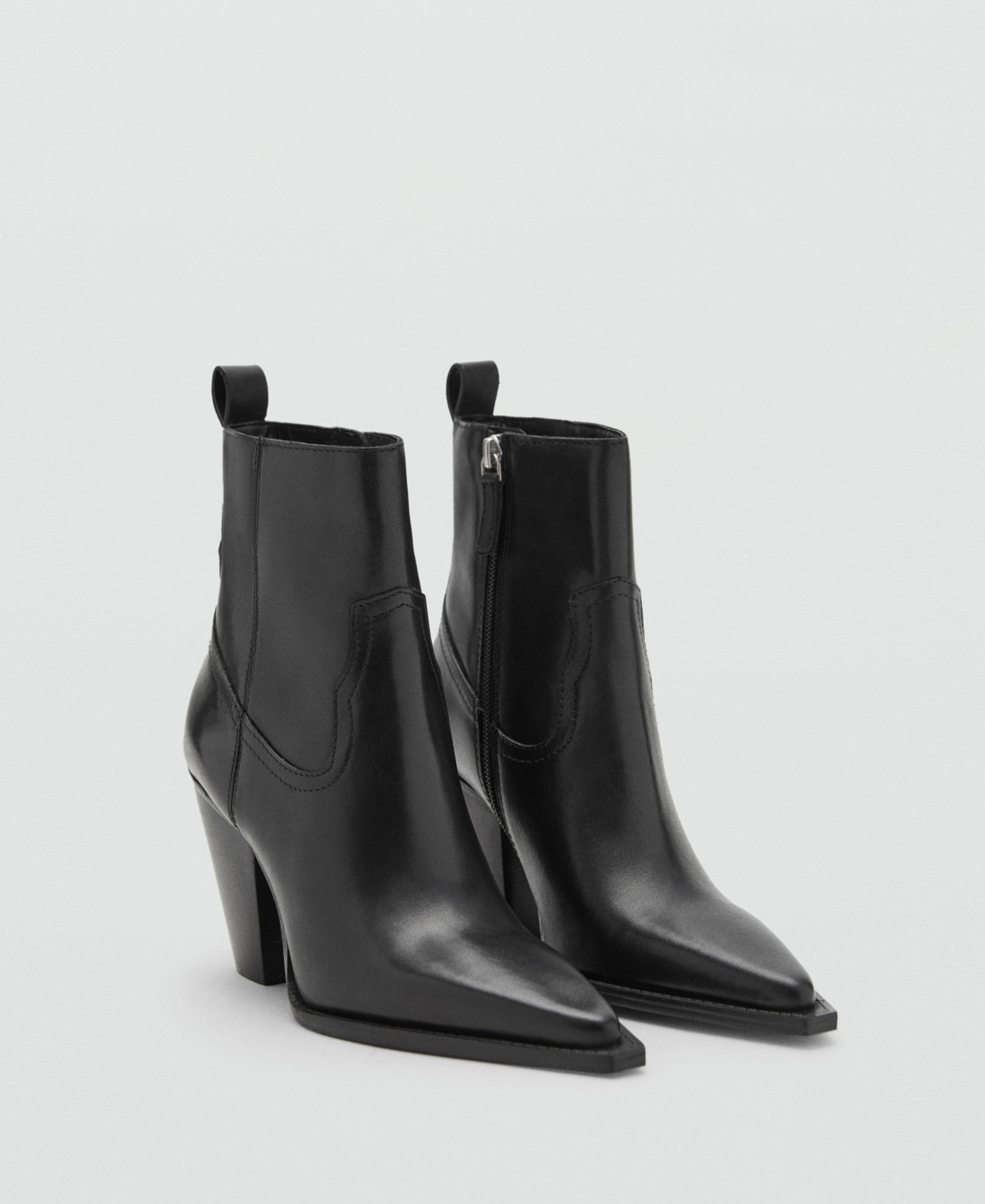 Mango Women's Block Heel Leather Ankle Boots - Black | Macy's