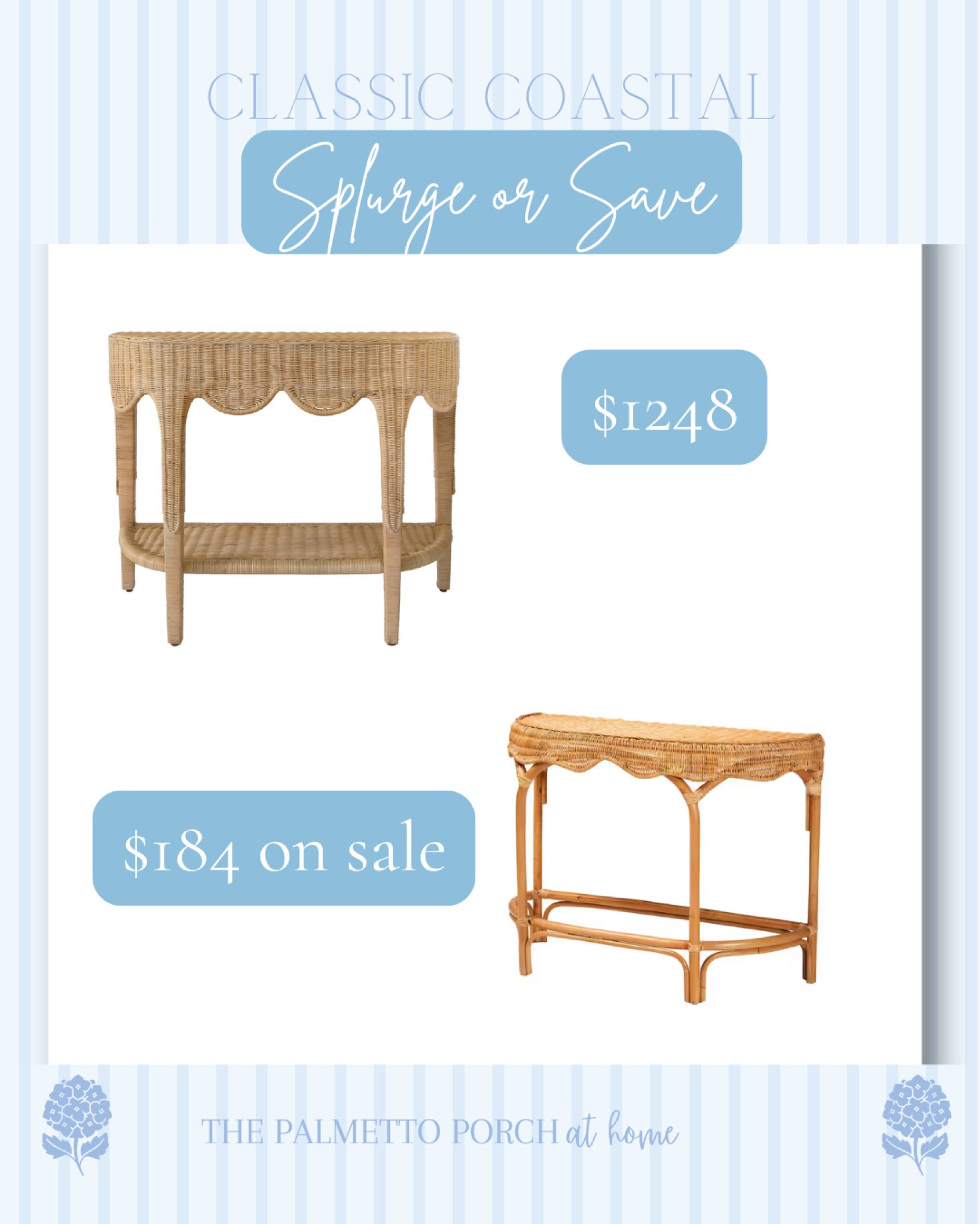 Splurge or save classic coastal rattan scalloped console table

#LTKHome