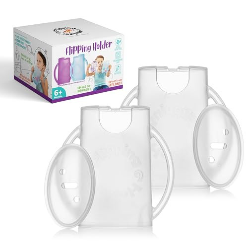 Flipping Holder 2-in-1 Baby Food Pouch & Juice Box Holder (2-pack) - No-Squeeze, Food-Safe Container with easy-grab Handles & Lid Fits GoGo, Capri Sun, Juice, Yogurt, & More | Amazon (US)