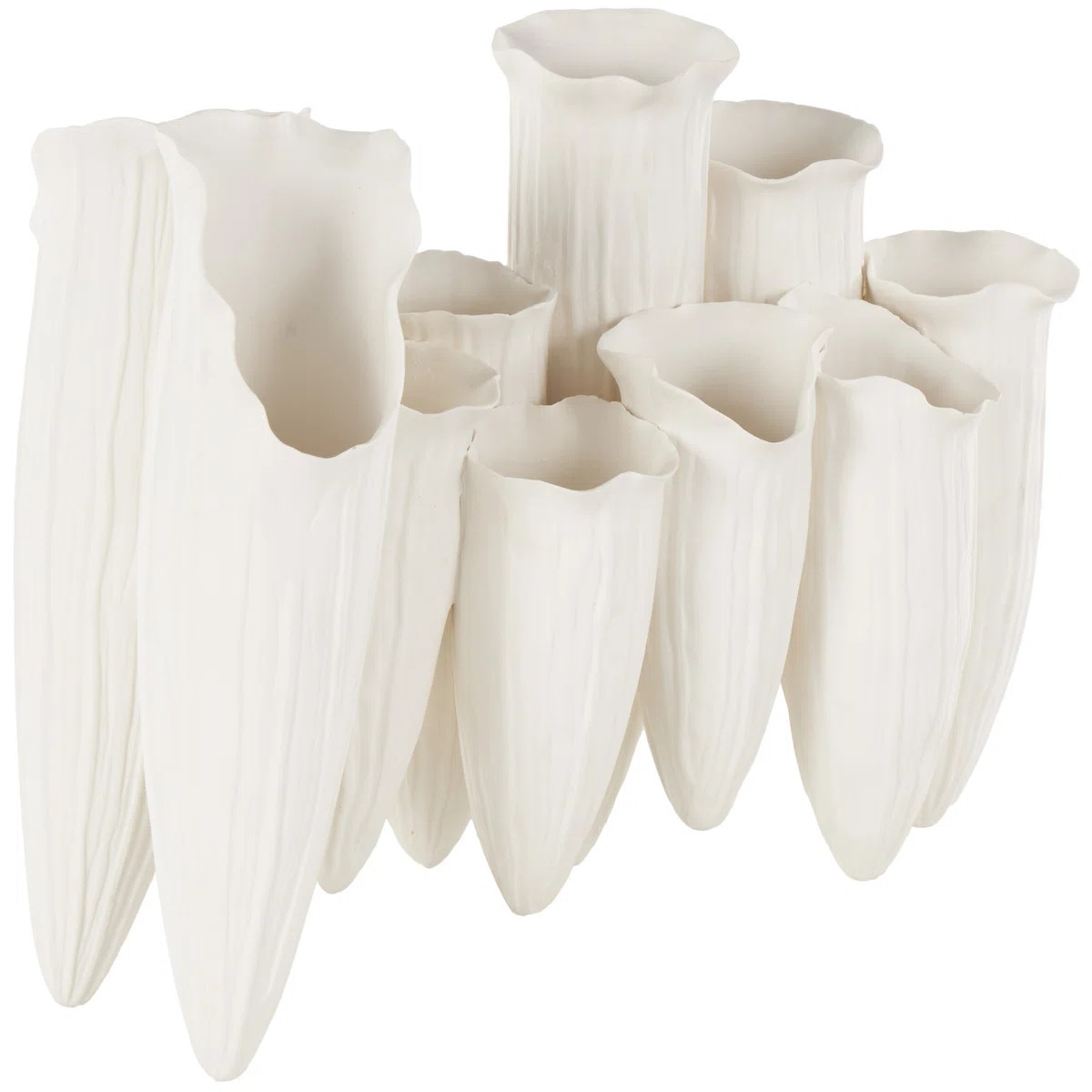 Lark Manor™ Ceramic Floral Inspired 10 Openings Abstract Vase With Linear Grooves | Wayfair North America