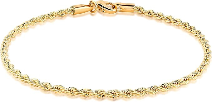 Barzel 18K Gold Plated Braided Rope Anklet for Women - Made In Brazil | Amazon (US)