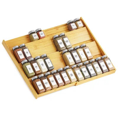 Bamboo Spice Drawer Organizer, (Need 3" Deep Drawer) Expandable Spices Rack For Cabinet, Kitchen Seasoning Storage(4 Tier/Natural) | Wayfair North America