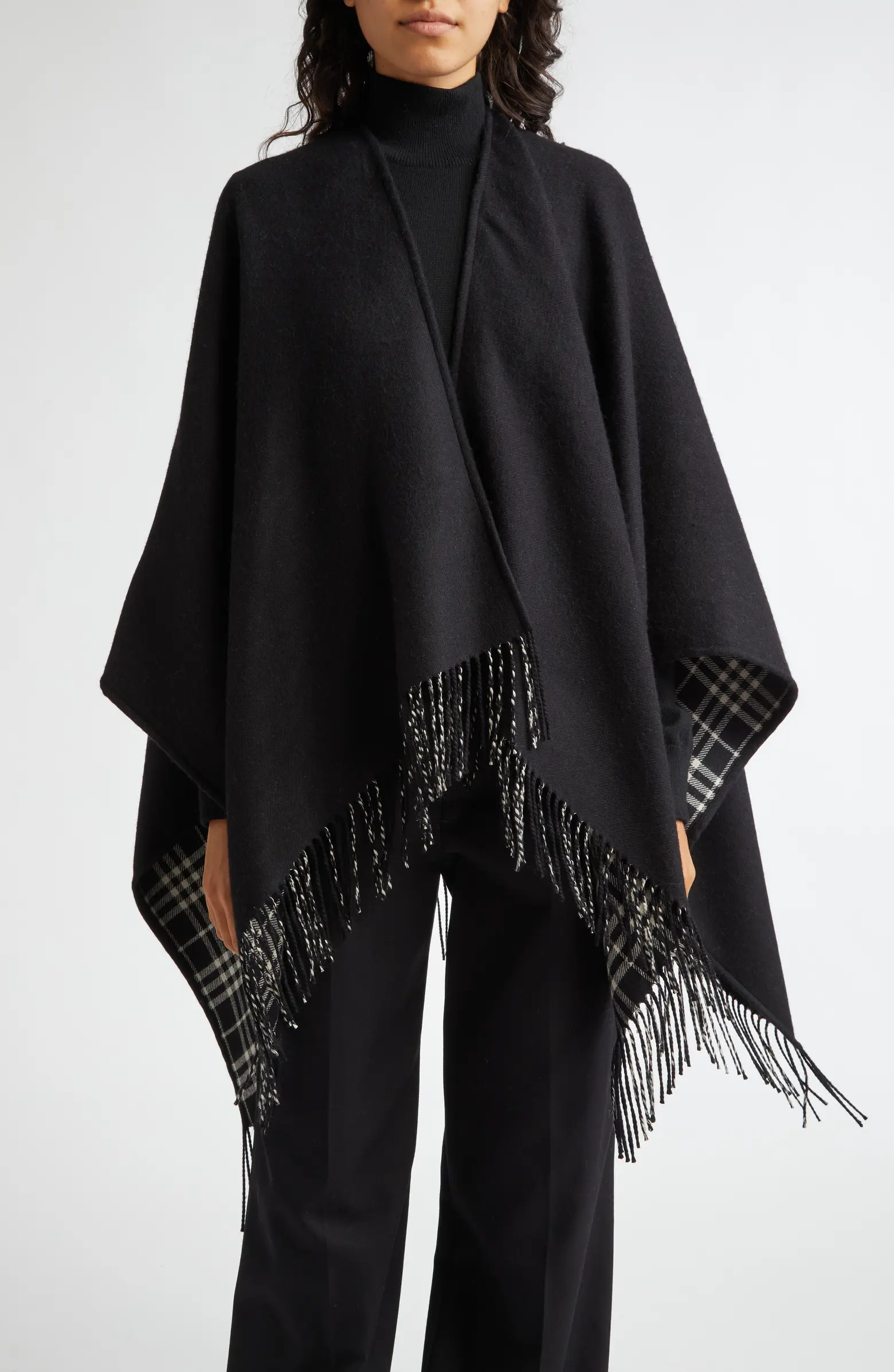 Burberry Reversible Open Front Wool Cape | Nordstrom | Nordstrom