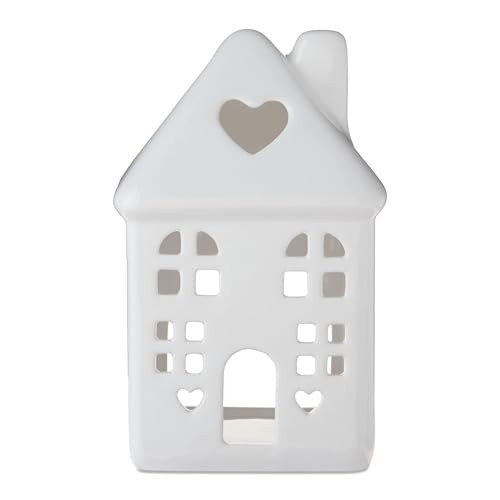 Ceramic House Tabletop Decoration, 6 Inch White - Valentine‘s Day Home Decor, Small Ceramic Village House for Mantel, Shelf, Desk, Wedding, Gift of Home & Love | Amazon (US)
