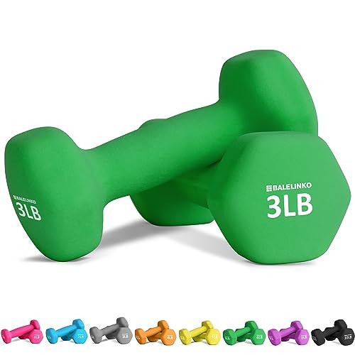 Balelinko Home Gym Equipment Workouts Strength Training Weight Loss Pilates Weights Yoga Sets Free Weights for Women, Men, Seniors and Youth, 3LB Green, Pair | Amazon (US)