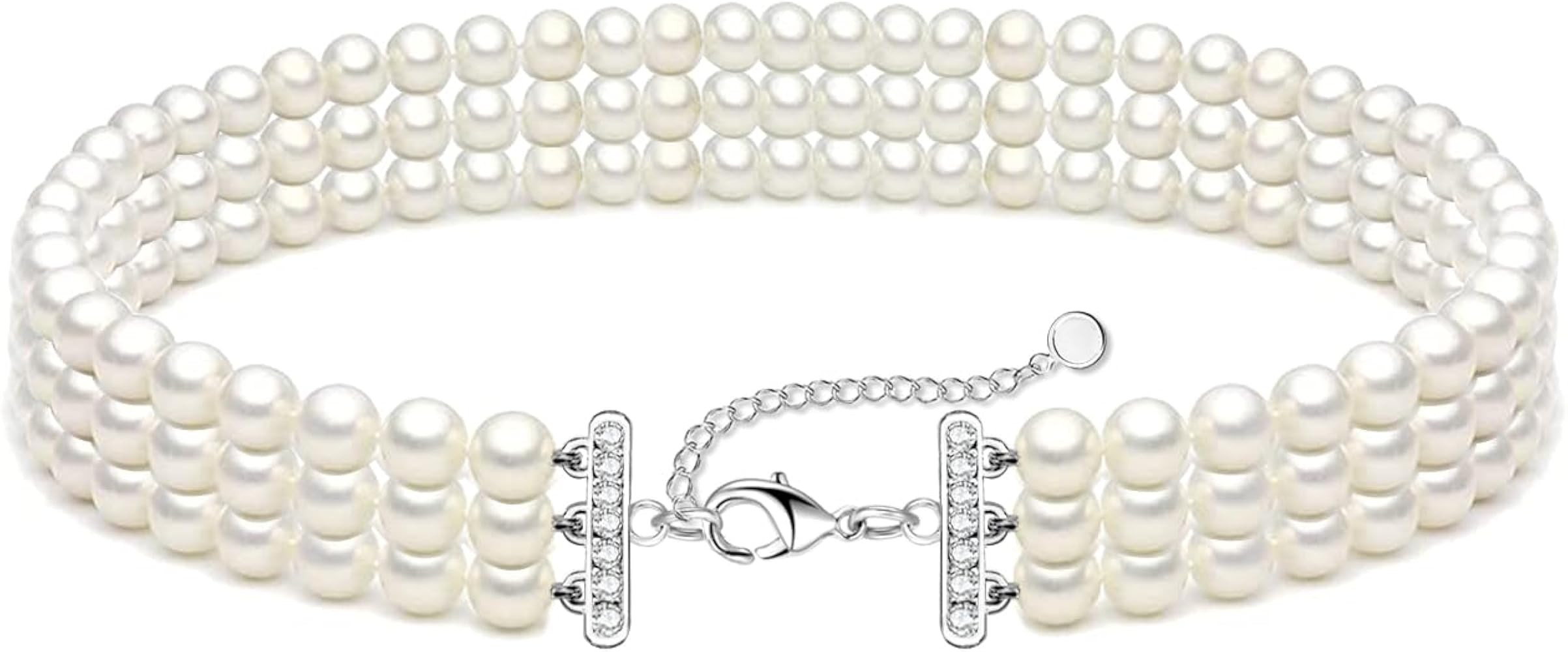 Zeffy Pearl Necklace 4MM/6MM/8MM Dainty Round Imitation Pearl Choker Necklace Wedding Pearl Neckl... | Amazon (US)
