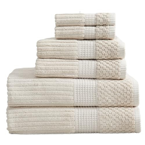 Springtree Home 100% Cotton Bath Towel Set | 6 Piece Set | Absorbent & Quick-Dry Towels | Textured and Durable Cotton | Krista Collection - Beige | Amazon (US)