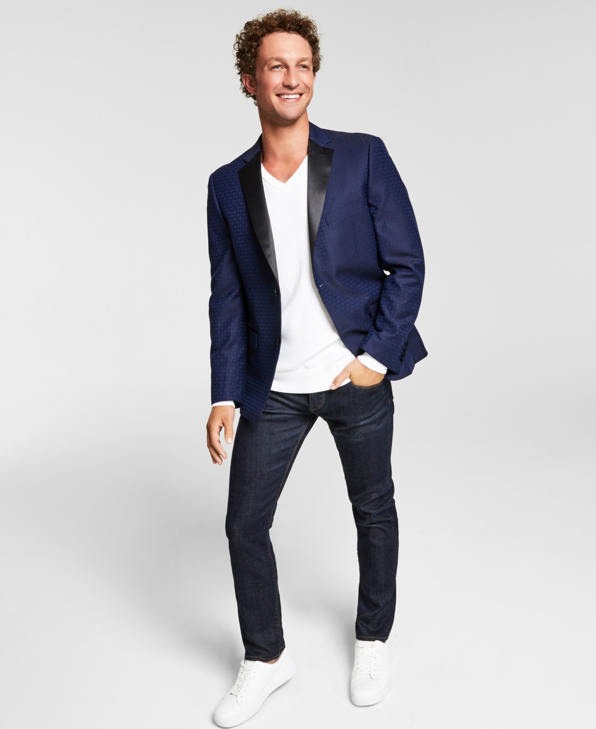 Alfani Red Men's Slim-Fit Stretch Blue Geometric Sport Coat, Created for Macy's | Macys (US)