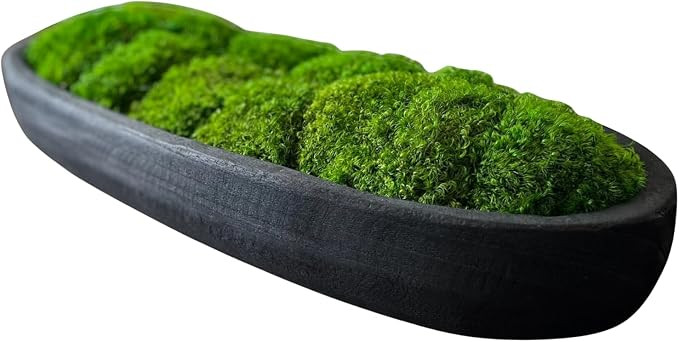 Decorative Moss Planter, Wooden Dough Bowl with Lush Green Moss, Moss Bowl Centerpiece 24 x 8 x 4... | Amazon (US)