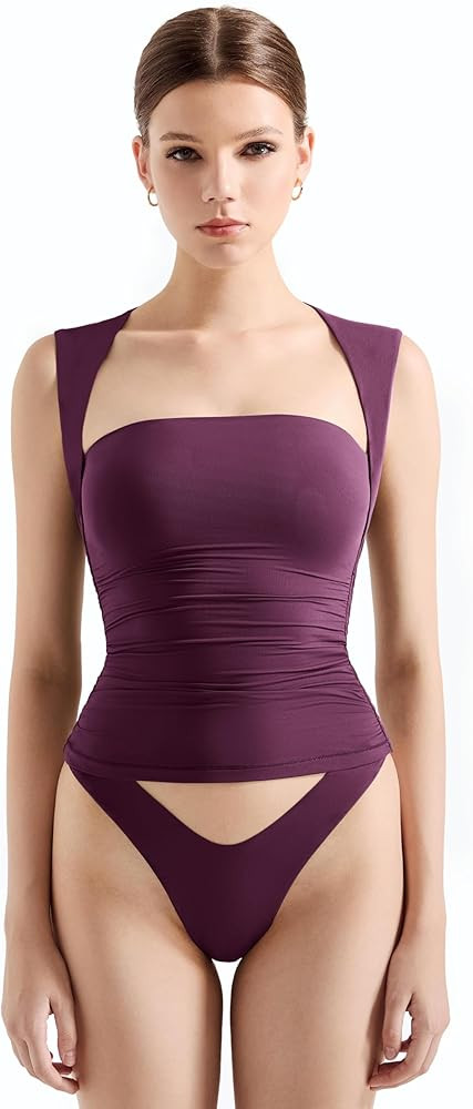 SUUKSESS Womens Square Neck Going Out Tank Tops Double Lined Summer Sleeveless Business Casual Sh... | Amazon (US)