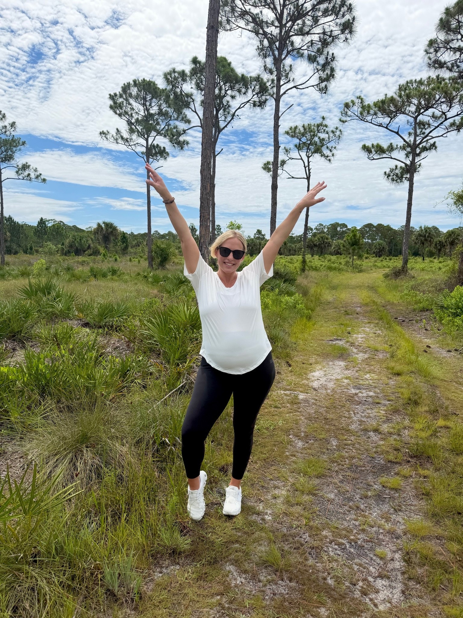 Nature walk. Wearing XL in neck t-shirt. 25 weeks pregnant

#LTKootd #LTKActive #LTKBump
