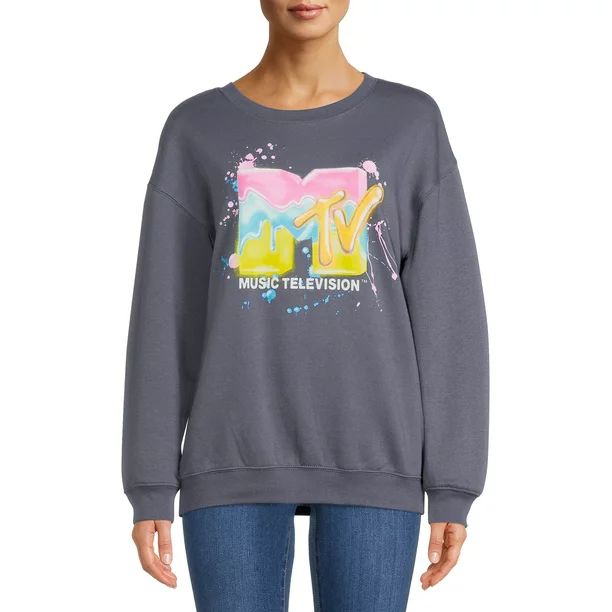 MTV Airbrush Juniors' Graphic Sweatshirt - Walmart.com | Walmart (US)