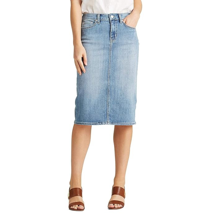 LAUREN Ralph Lauren Denim Skirt (Indigo Haze Wash) Women's Skirt | Zappos