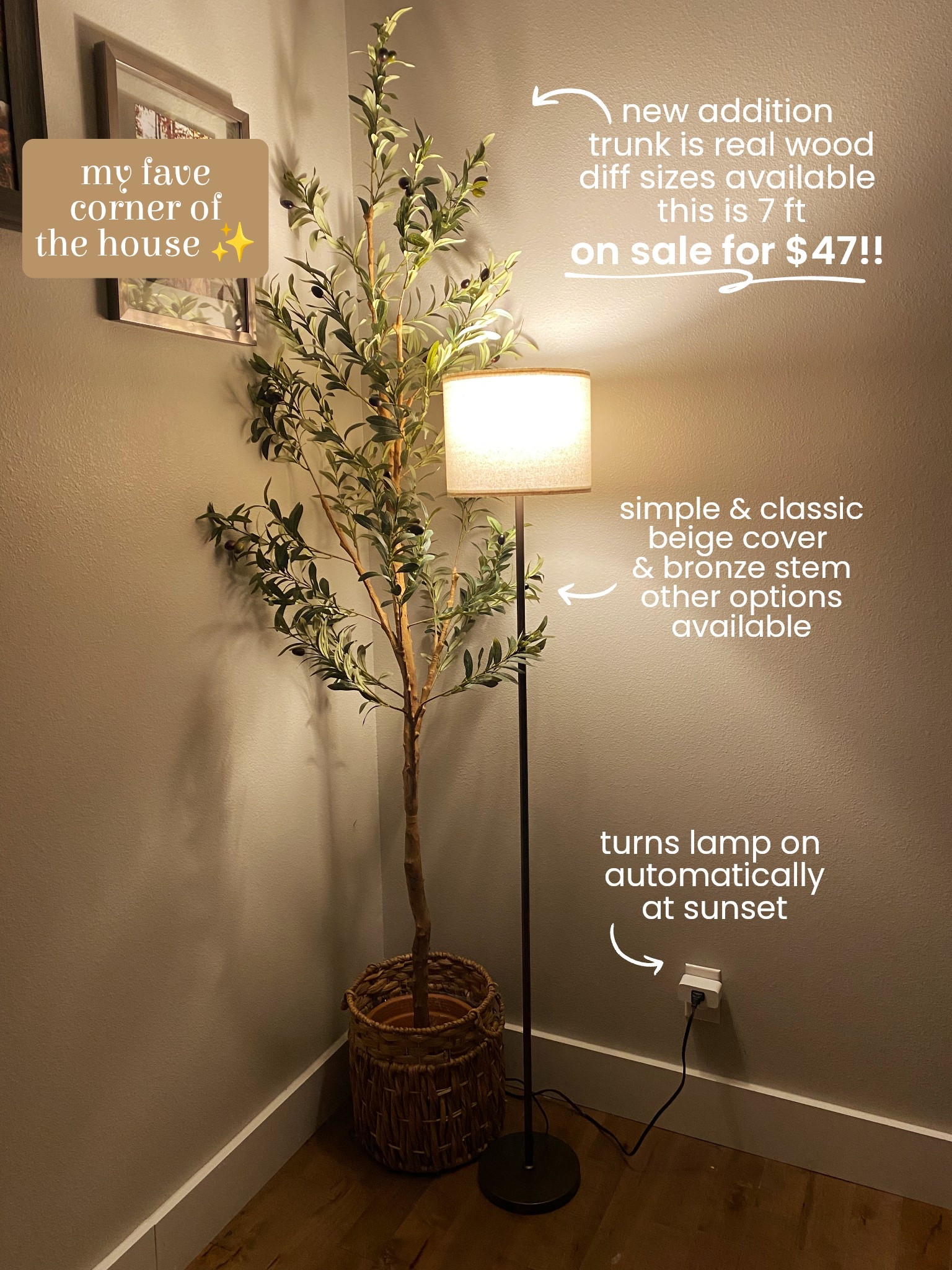 fave corner of the house ✨

the olive tree is a new addition and I’m in love!  great price point and such good quality. This is the 7ft, but there’s other sizes available. The lamp is simple and classic, plenty of color combos available.  Also linked the automatic light switch, perfect for the longer evenings. 

home, living room decor, bedroom decor, daylight savings, on sale, discount, family, dorm, college, night, amazon, walmart , targett

#LTKSaleAlert #LTKHome #LTKFamily