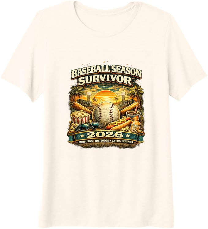 Baseball Season Survivor 2026 Funny Fan Vintage Sunset Premium Tri-Blend T-Shirt | Amazon (US)