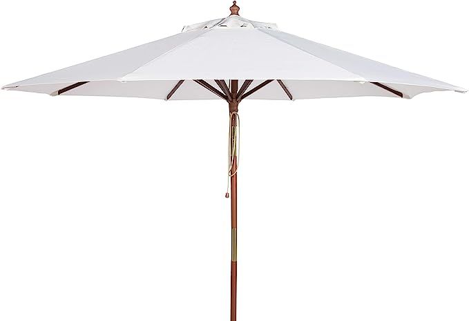 Safavieh PAT8009E Collection Cannes White 9Ft Wooden Outdoor Umbrella | Amazon (US)