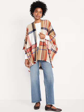 Flannel Fringe Poncho | Old Navy (US)