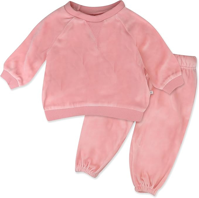 HonestBaby Baby 2-Piece Cozy Velour 100% Organic Cotton Sweatshirt and Jogger Sweatpants Set | Amazon (US)
