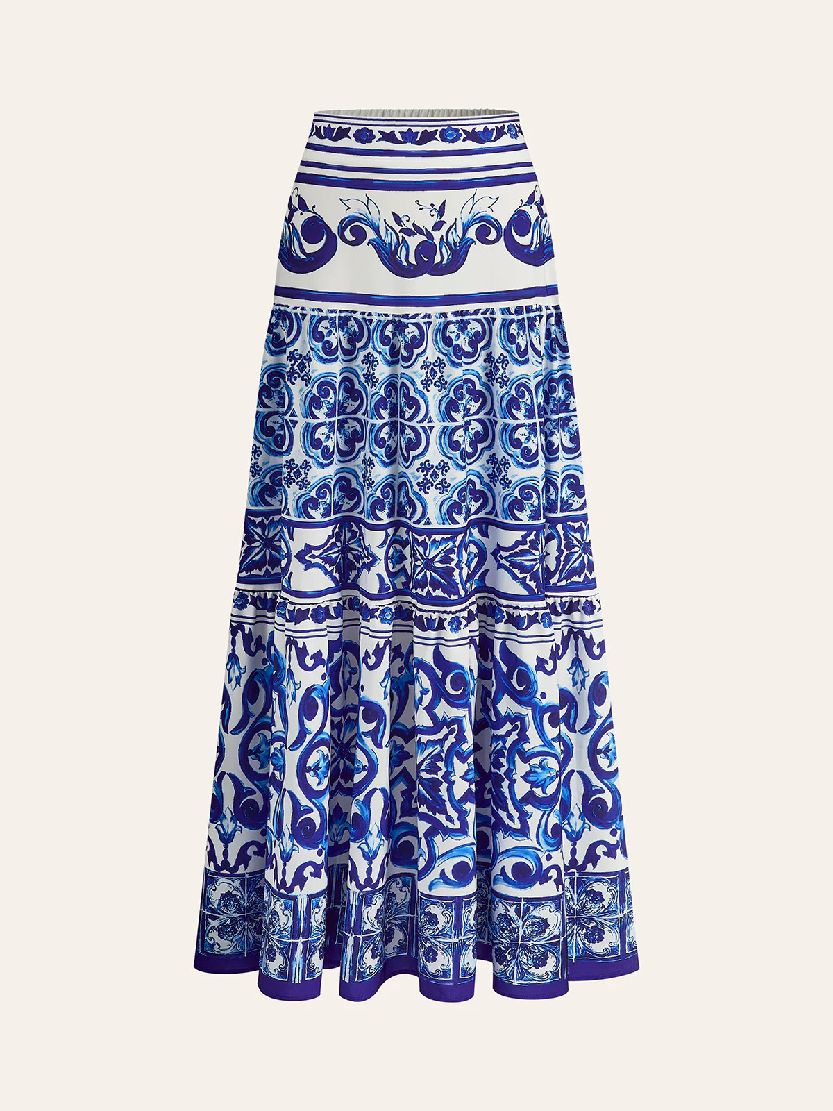 Boho Print Satin Skirt | Commense