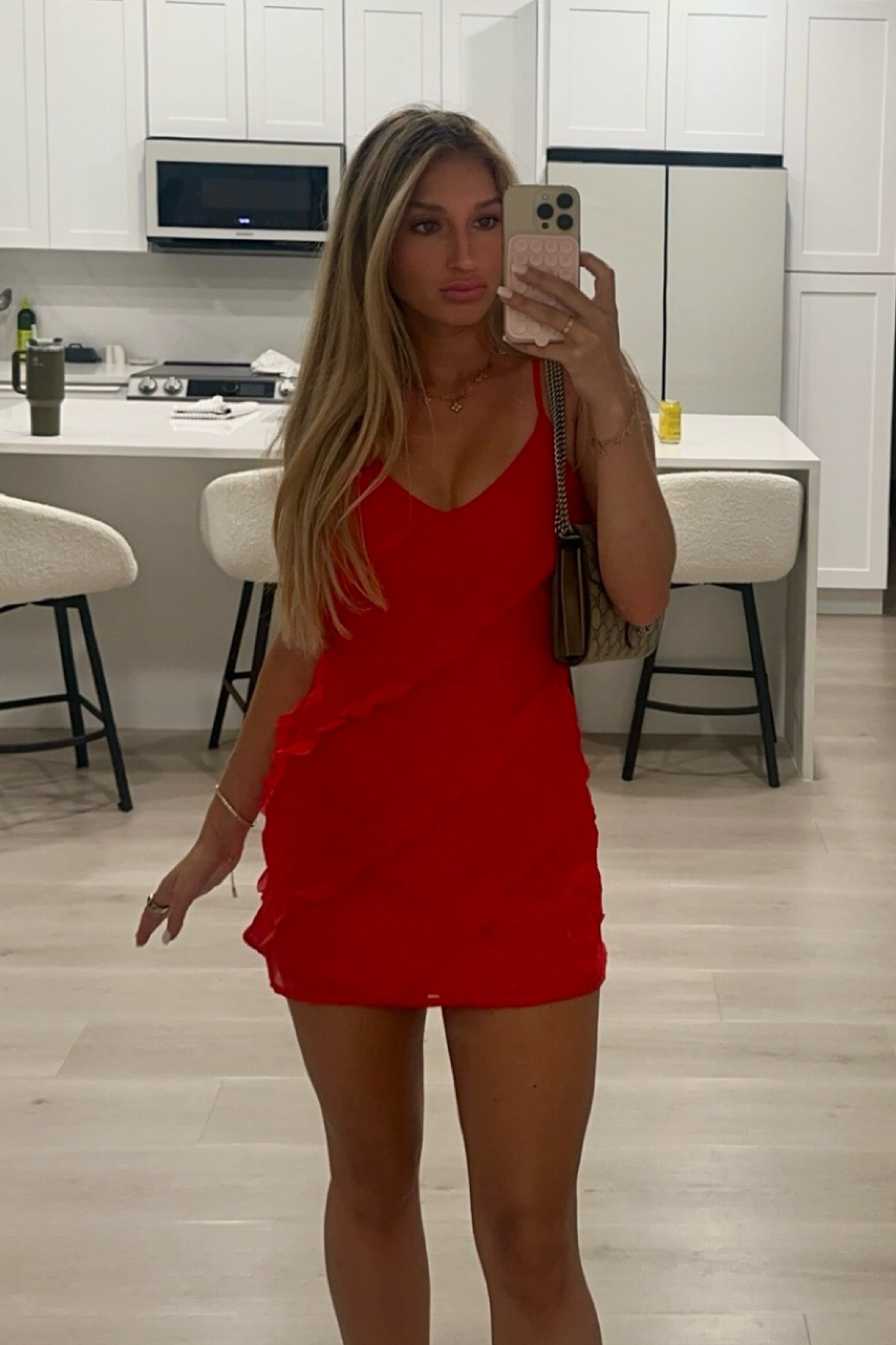 knee length dresses for ladies Red Gabrielle Mini Dress – Prism Boutique