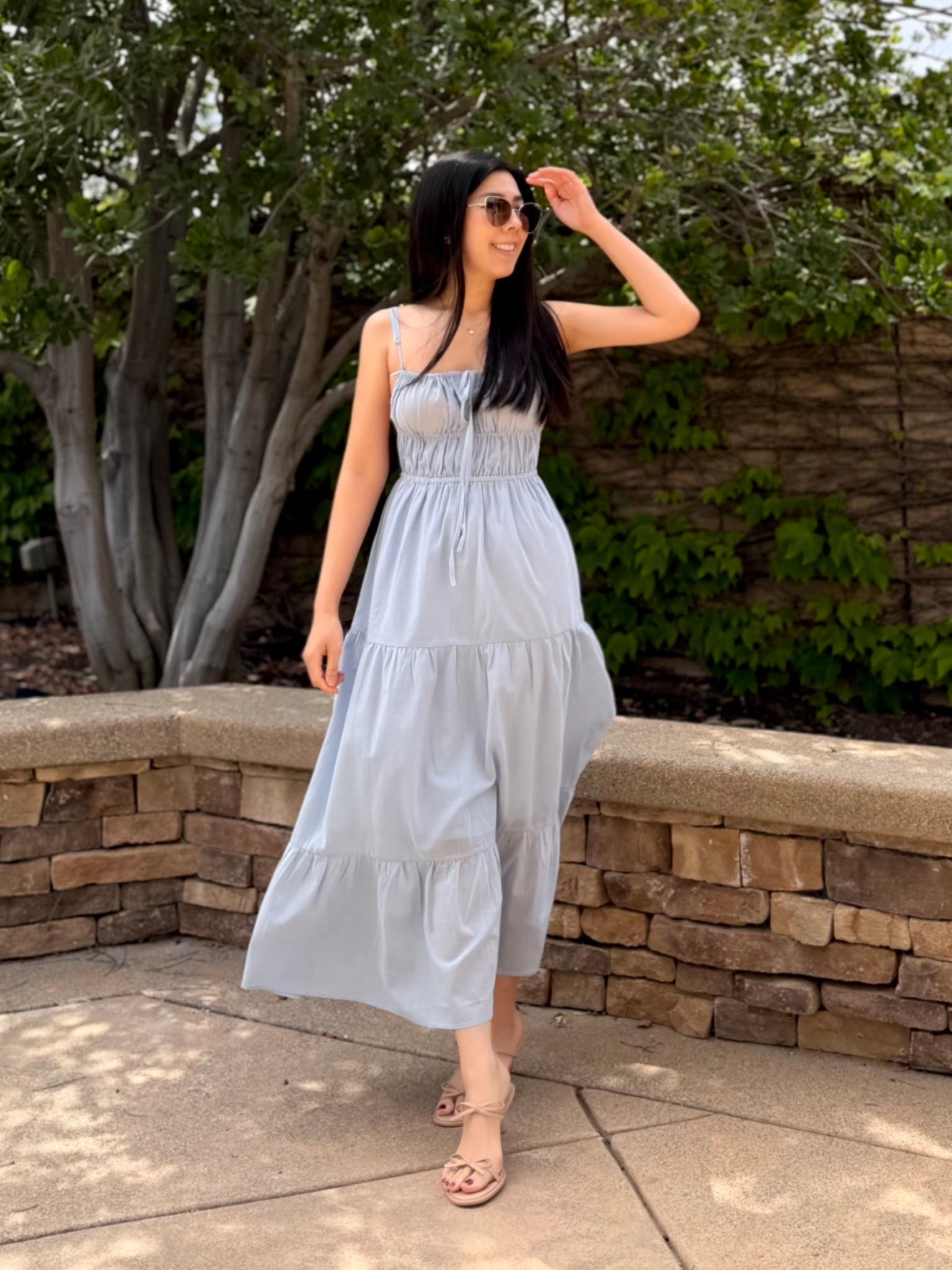 Lightweight dresses on breezy days are as iconic as florals for Spring! This dress has a unique tie design in the back which makes this an interesting piece both in the front and back. The shoulder straps are adjustable so it ensures that you have adequate lift and support in front! 

#bluedress #maxidress #beachdress #resortwear #summerstyle 

#LTKSaleAlert #LTKPetite #LTKootd