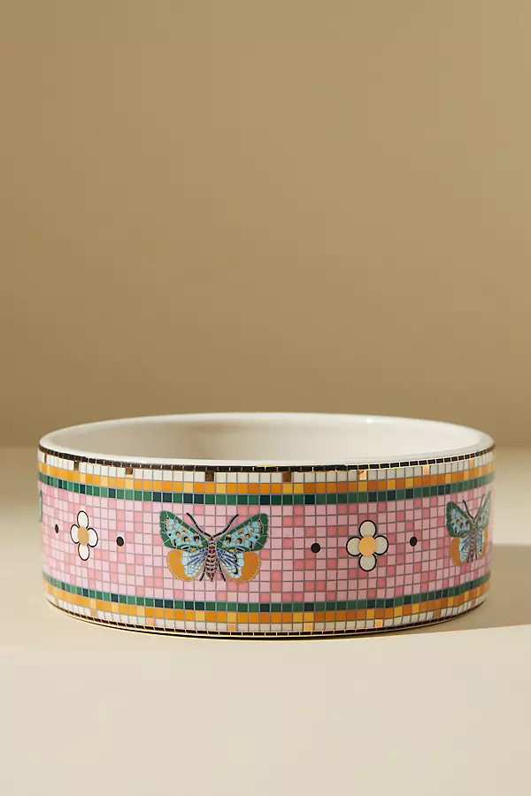 Large Bistro Garden Tile Pet Bowl | Anthropologie (US)