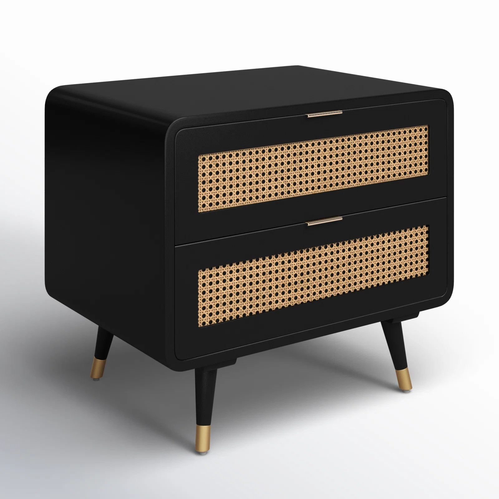 Cianciulli 2 - Drawer Nightstand in Black/Natural/Brass | Wayfair North America