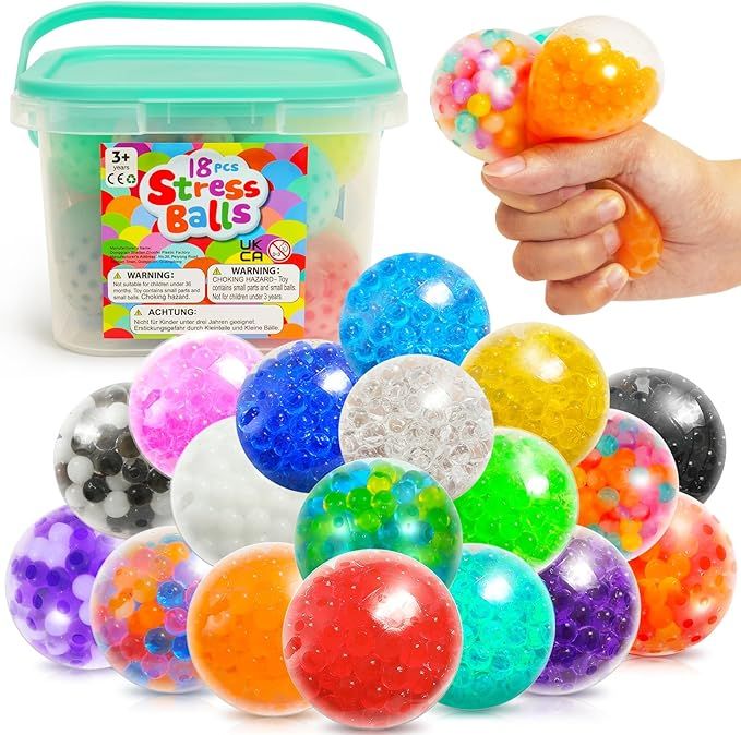 Small Fish Sensory Stress Ball Set for Kids and Adults, 18 Pack Stress Relief Fidget Balls Filled... | Amazon (US)
