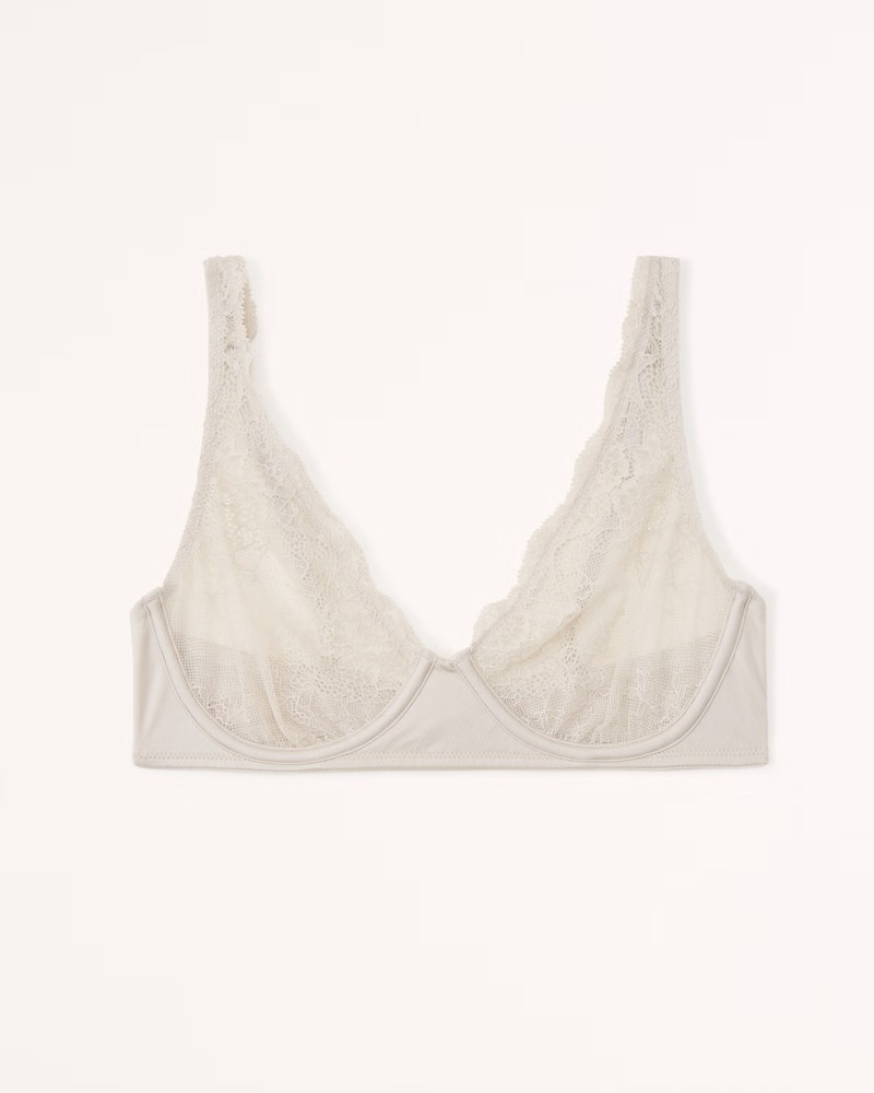 Lace and Satin Underwire Bralette | Abercrombie & Fitch (US)