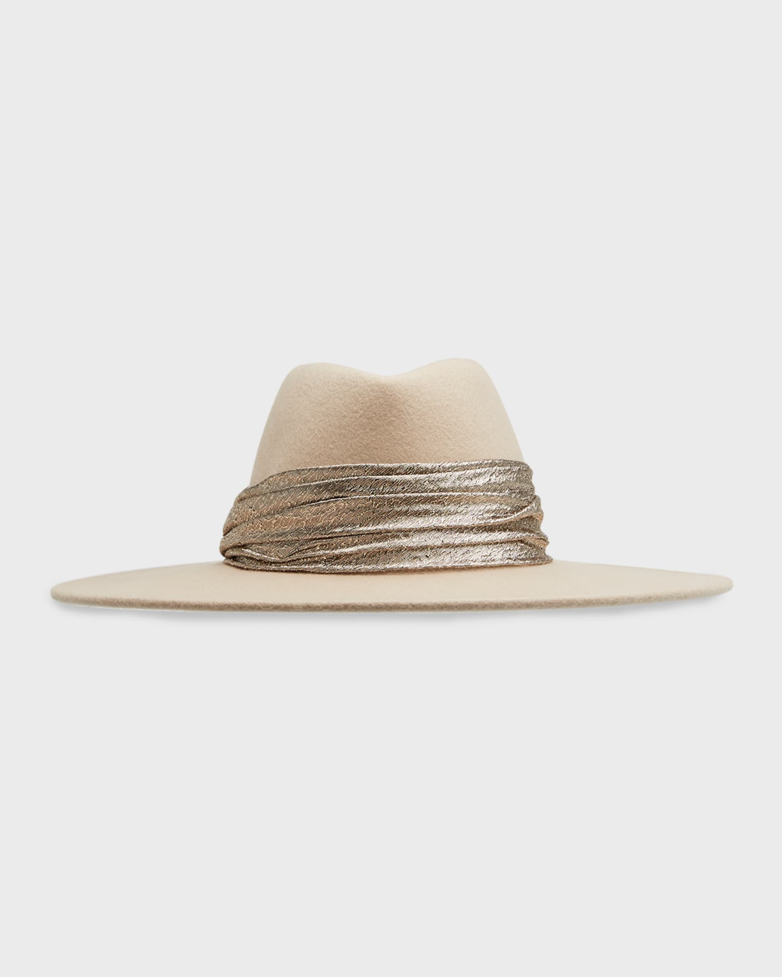Harlowe Wool Fedora Hat w/ Metallic Ruched Band | Neiman Marcus