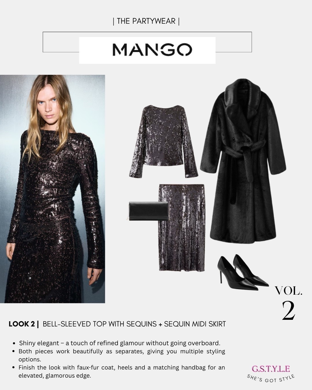 Sparkly MANGO look with a bell-sleeve sequin top and a matching sequin midi skirt - festive, elegant, and perfect for the season. 🪩✨

#LTKstyletip #LTKdresses #LTKpartywear