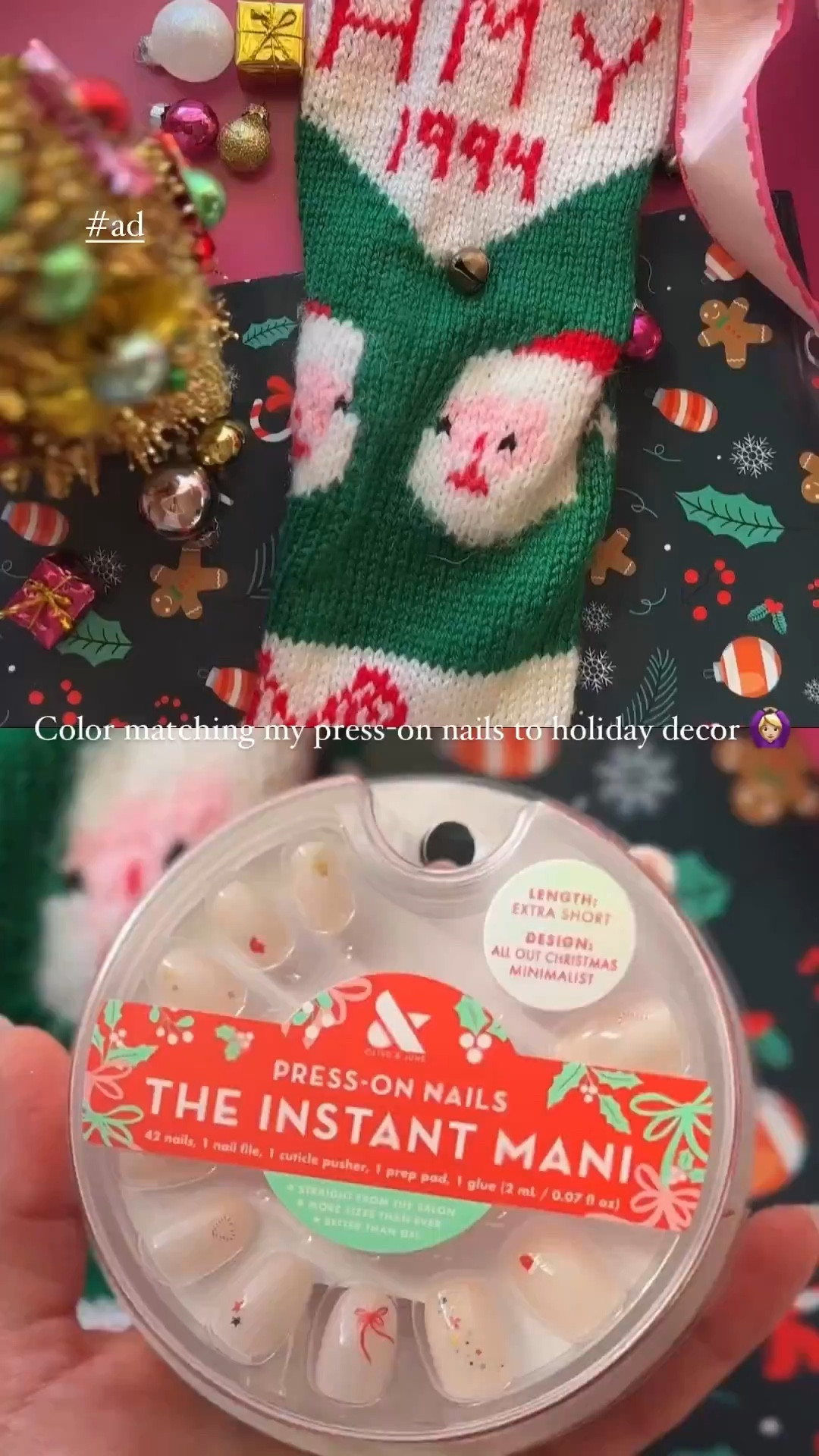 #ad Color matching my @oliveandjune nails to everything from peppermints to snow covered trees this holiday season ✨ They are the easiest and most seamless press-ons EVER. Available at @target, which you can shop via the @shop.LTK app ☃️🤶🏻❄️ {insert LTK link}  #ad #oliveandjunepartner #diynails #diymani #TargetPartner #Target #liketkit 

#LTKHoliday #LTKSeasonal #LTKGiftGuide