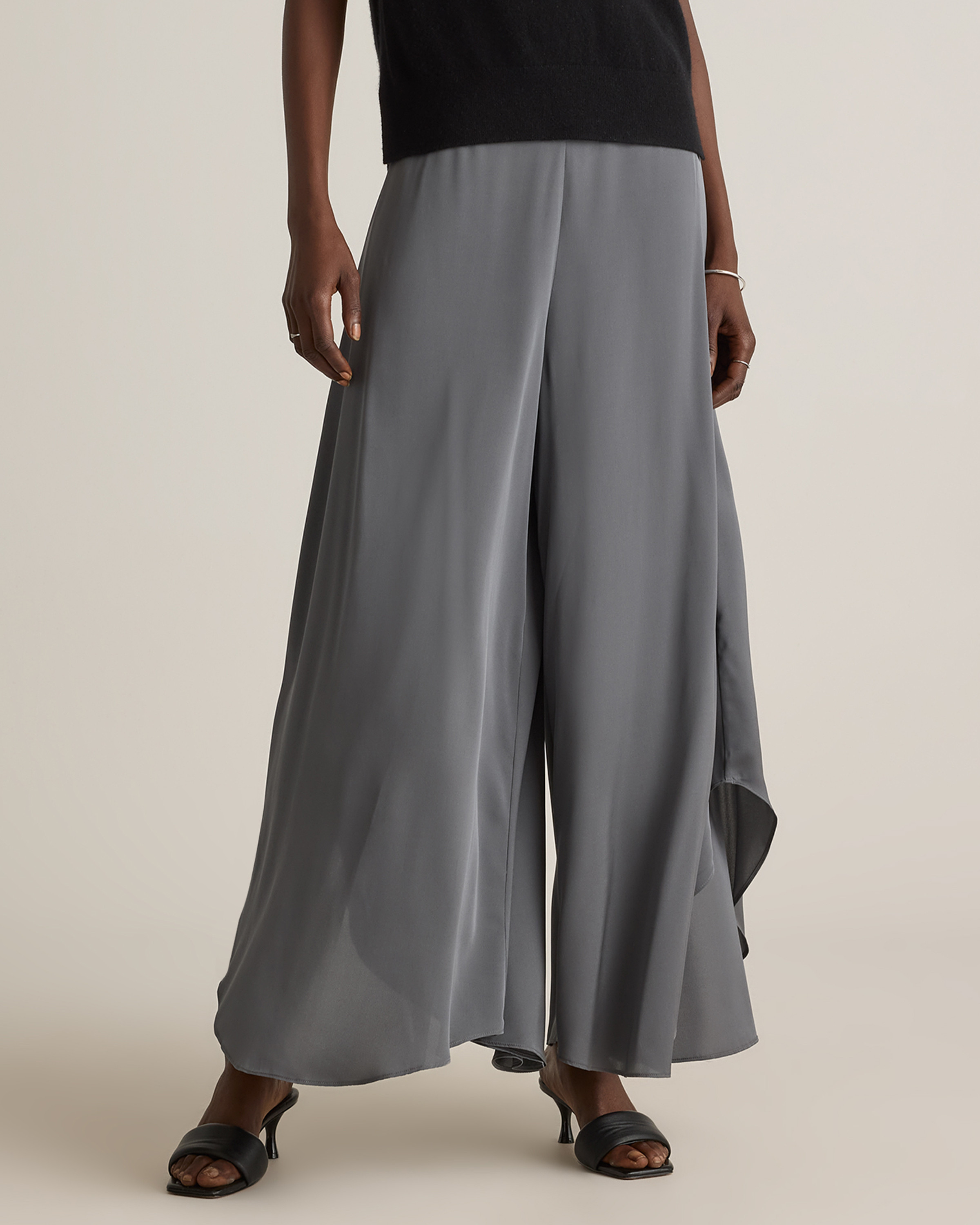 Quince | Women's Washable Stretch Silk Palazzo Pants in Lava Smoke, Size XS, Mulberry Silk | Quince