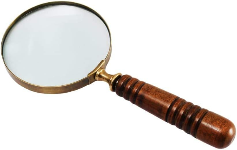 Brass 10X Handheld Magnifier, Wood Handle, Antique, Ideal for Reading, Inspection, Coin & Stamp C... | Amazon (US)