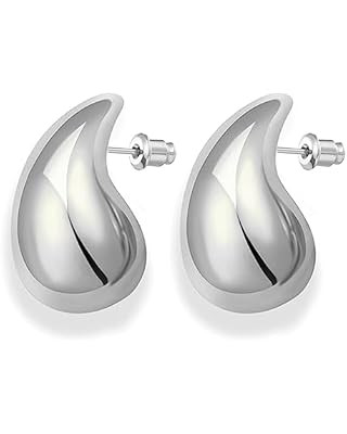 Aucuu Chunky Gold Hoop Earrings For Women, Lightweight Waterdrop Teardrop Earrings, Thick Plated ... | Amazon (UK)