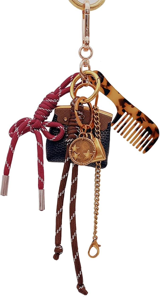 Bag Charms Designer Leather Bag Purse Charms Cute Rope Keychains Y2k Backpack Handbag Accessories | Amazon (US)
