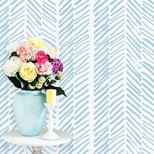 Guvana 197" Striped Wallpaper Light Blue White Contact Paper Line Peel and Stick Wallpaper for Bedro | Amazon (US)