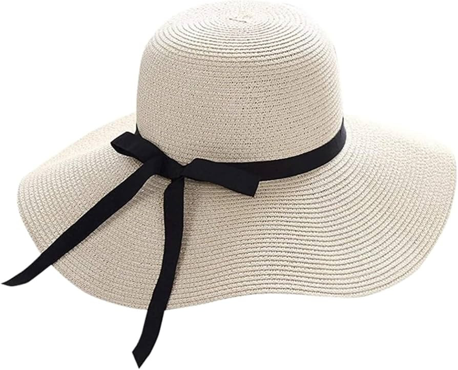 Sun Straw Hat Straw Sun Hats Foldable Beach Brim Ladies Floppy Sun Hat Summer Women for Surf Summ... | Amazon (US)