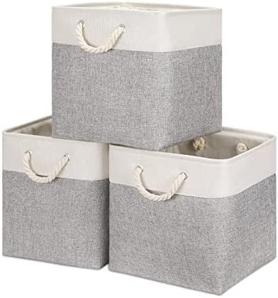 Bidtakay Baskets for Storage Large Fabric Basket Set of 3 Closet Baskets Clothes Baskets for Shel... | Amazon (US)