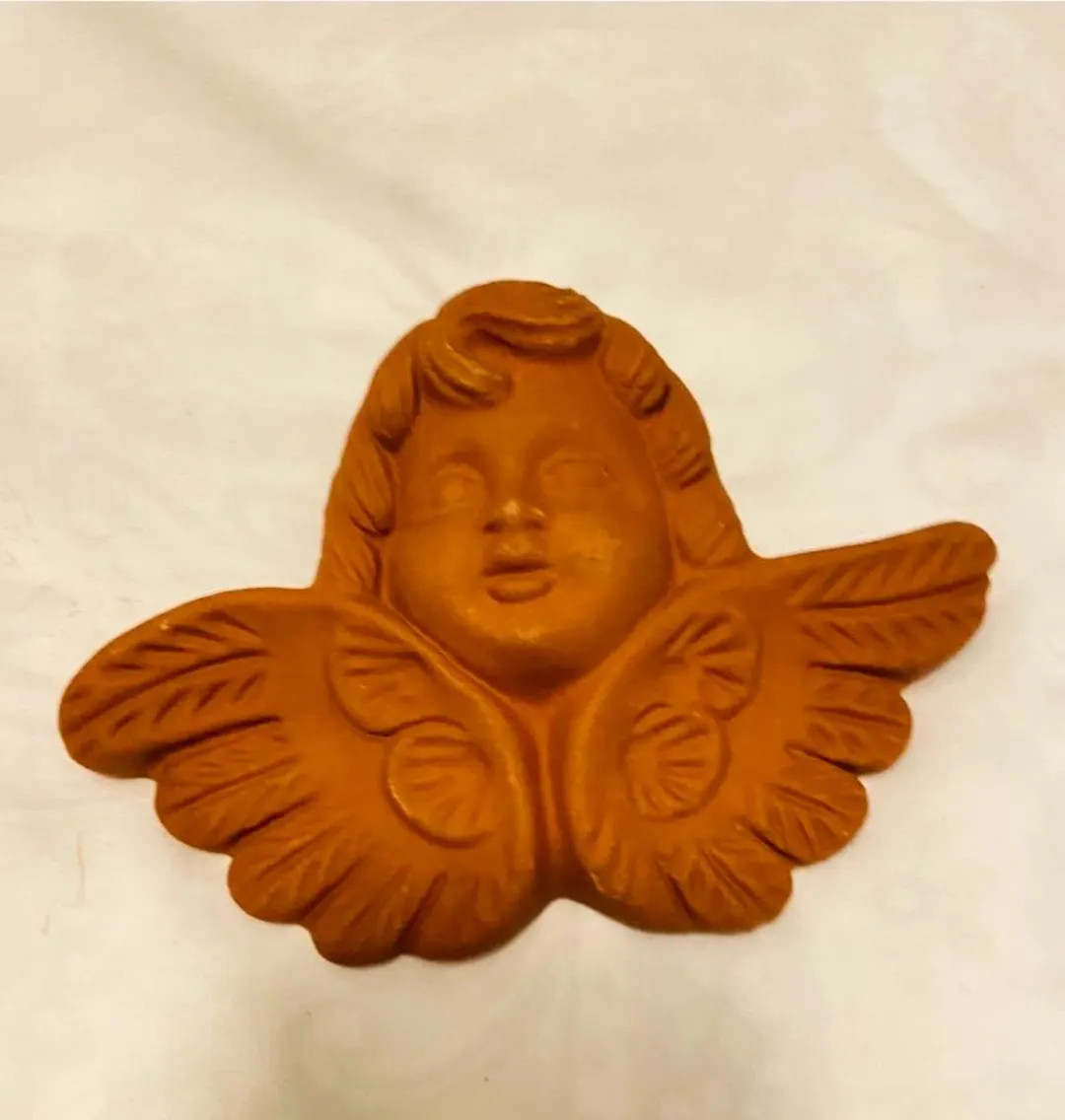 Angel Cherub Sculpture Wall Hanging Terracotta Unglazed - Set of 2 CottageCore Boho Mediterranean | Etsy (US)