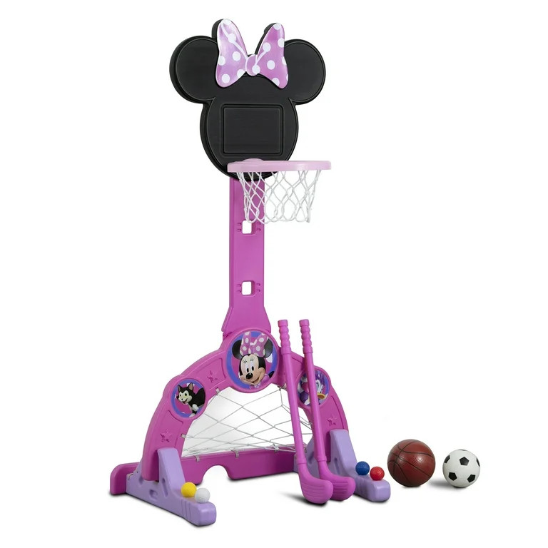 Disney Minnie Mouse 4-in-1 Sports Center \u2013 Adjustable Basketball Hoop, Soccer/Hockey Net & G... | Walmart (US)