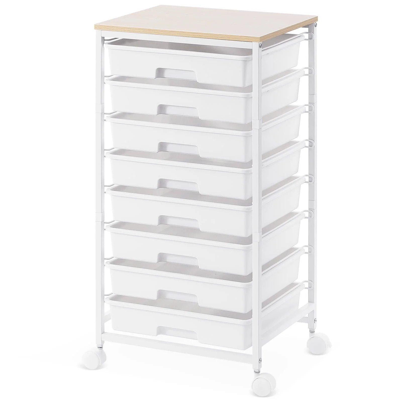 KK KINGRACK Storage Rolling Drawer Cart, Drawer Organizer with 8 Drawers and Wooden Tabletop, Met... | Walmart (US)